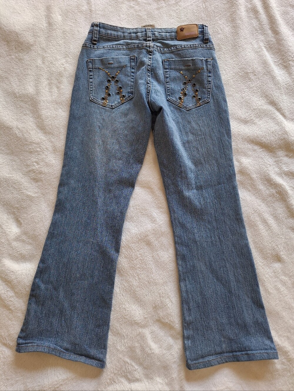 Vintage Bubblegum USA Y2K Low Rise Studded Flare Bootcut Denim Jeans Size 5/6